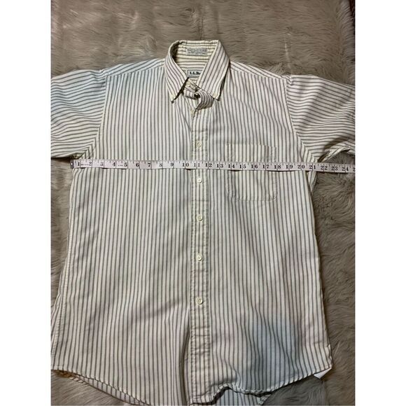 L.L. Bean Mens Shirt Striped Button Up Pocket Short Sleeve Size 15.5 - Picture 5 of 7